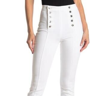GRLFRND High Rise Double Button Frances Skinny Jeans In White Sand Size 25